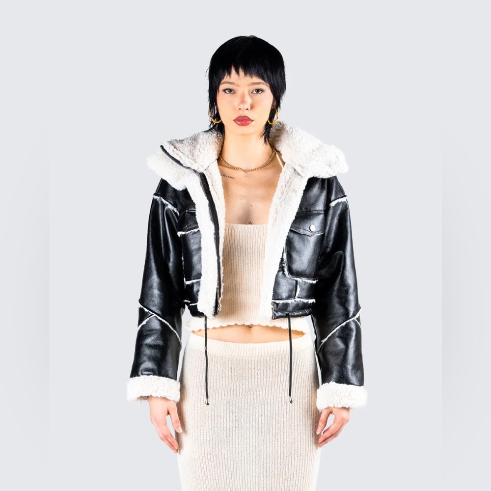 Finesse Coralie Black Sherpa Bonded Jacket 1X (vesh)